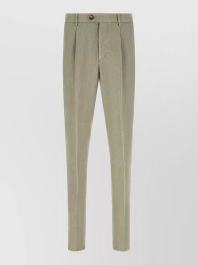 Brunello Cucinelli Linen Gabardine Tailored Turn Up Trousers In Animal Print