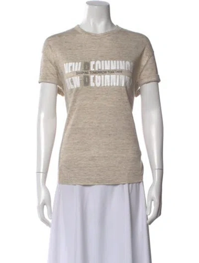 Pre-owned Brunello Cucinelli Linen Graphic Print T-shirt In Neutral