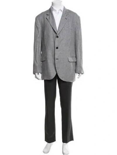 Pre-owned Brunello Cucinelli Linen Houndstooth Print Sport Coat In Grey