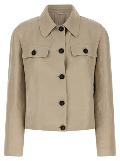 Brunello Cucinelli Linen Jacket In Beige