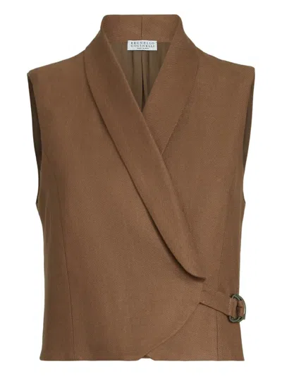 Brunello Cucinelli Linen Jacket In Brown