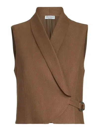 Brunello Cucinelli Linen Jacket In Brown