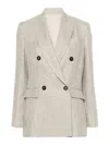 Brunello Cucinelli Double-breasted Corduroy Blazer In Grey