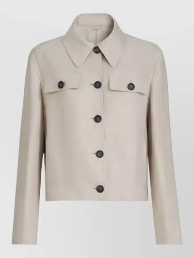 BRUNELLO CUCINELLI LINEN JACKET LONG SLEEVES POINT COLLAR