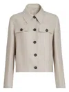 Brunello Cucinelli Linen Jacket Long Sleeves Point Collar In White