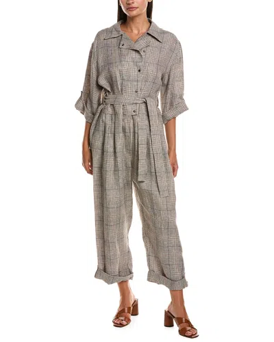 Brunello Cucinelli Linen Jumpsuit In Gray