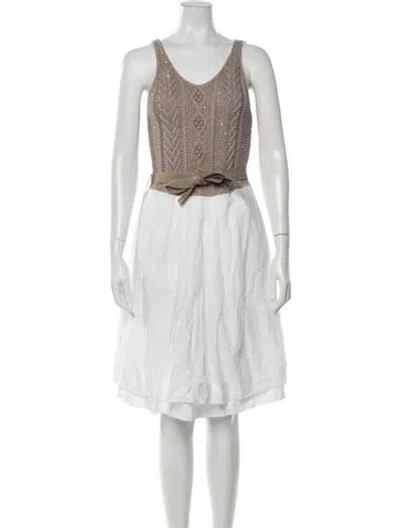 Pre-owned Brunello Cucinelli Linen Knee-length Dress In Brown