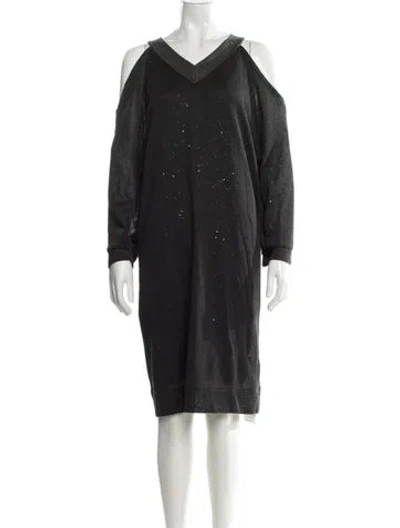 Pre-owned Brunello Cucinelli Linen Knee-length Dress In Gray