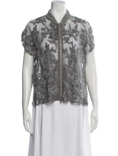 Pre-owned Brunello Cucinelli Linen Lace Pattern Vest In Gray