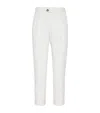 Brunello Cucinelli Pleat-detailing Linen Tapered Trousers In White