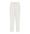 Brunello Cucinelli Drawstring Waist Linen Pants In White
