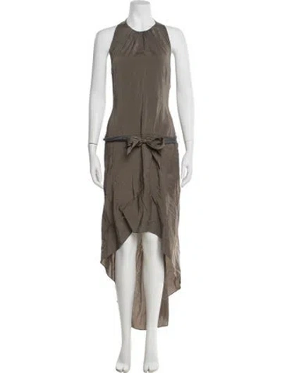 Pre-owned Brunello Cucinelli Linen Long Dress In Gray