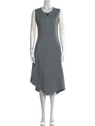 Pre-owned Brunello Cucinelli Linen Long Dress In Gray