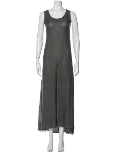 Pre-owned Brunello Cucinelli Linen Long Dress In Gray