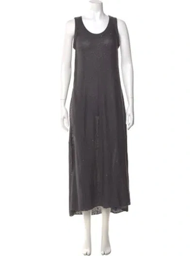 Pre-owned Brunello Cucinelli Linen Long Dress In Gray