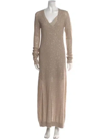 Pre-owned Brunello Cucinelli Linen Long Dress In Neutral