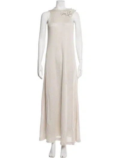 Pre-owned Brunello Cucinelli Linen Long Dress In Neutral