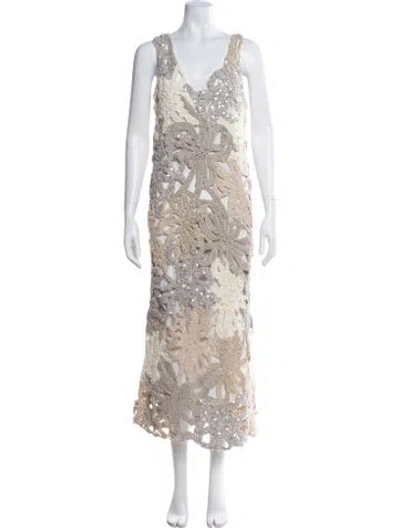 Pre-owned Brunello Cucinelli Linen Long Dress W/ Tags In Neutral