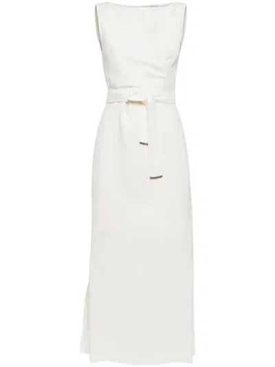 Brunello Cucinelli Linen Long Dress In White