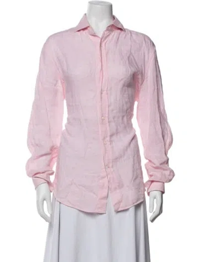 Pre-owned Brunello Cucinelli Linen Long Sleeve Blouse In Pink
