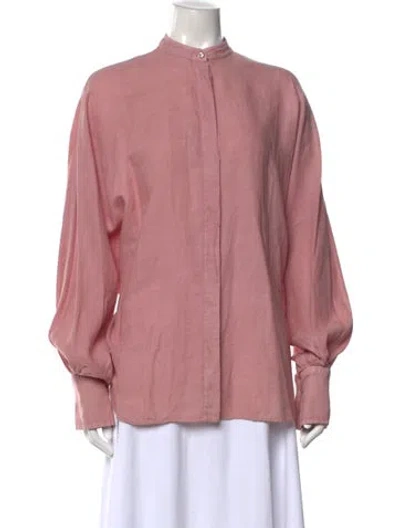Pre-owned Brunello Cucinelli Linen Long Sleeve Blouse W/ Tags In Pink