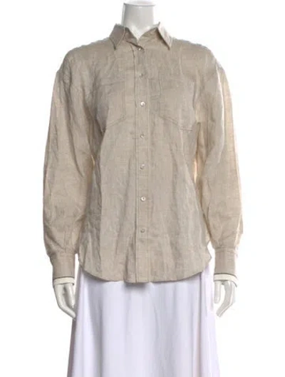 Pre-owned Brunello Cucinelli Linen Long Sleeve Button-up Top In Neutral