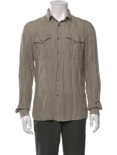 Pre-owned Brunello Cucinelli Linen Long Sleeve Shirt In Gray