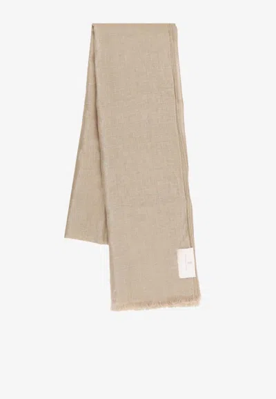 Brunello Cucinelli Linen Lurex Scarf In Brown