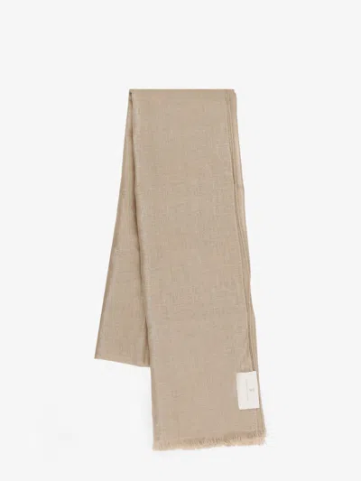 Brunello Cucinelli Linen Lurex Scarf In Gold
