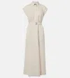 Brunello Cucinelli Sleeveless Linen Shirt-style Dress With Monile Detail In Beige