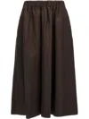Brunello Cucinelli Elastic-waistband Midi Skirt In Brown