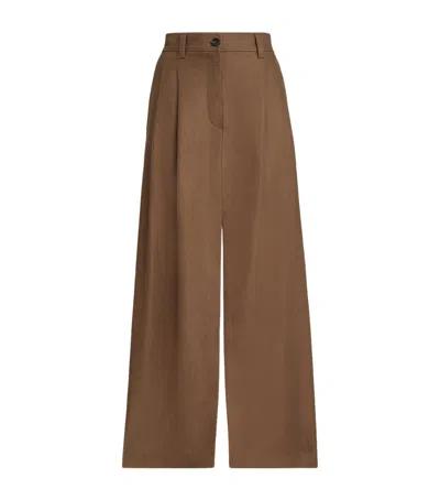 Brunello Cucinelli Linen Maxi Skirt In Brown