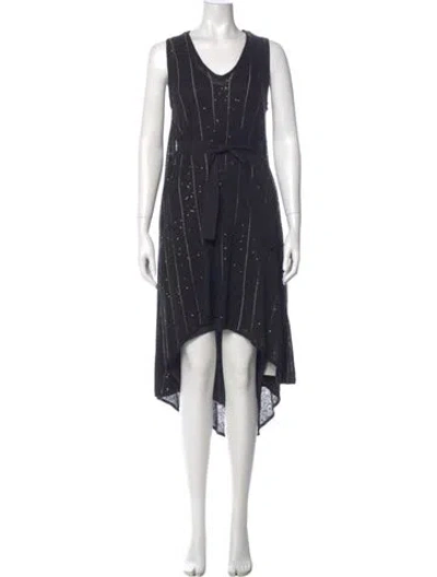 Pre-owned Brunello Cucinelli Linen Midi Length Dress In Blue