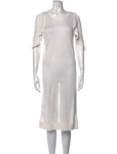 Pre-owned Brunello Cucinelli Linen Midi Length Dress In White