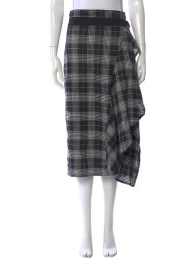 Pre-owned Brunello Cucinelli Linen Midi Length Skirt In Black