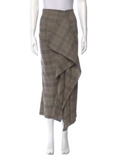 Pre-owned Brunello Cucinelli Linen Midi Length Skirt In Brown
