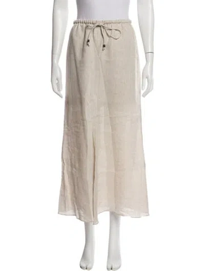 Pre-owned Brunello Cucinelli Linen Midi Length Skirt In Neutral