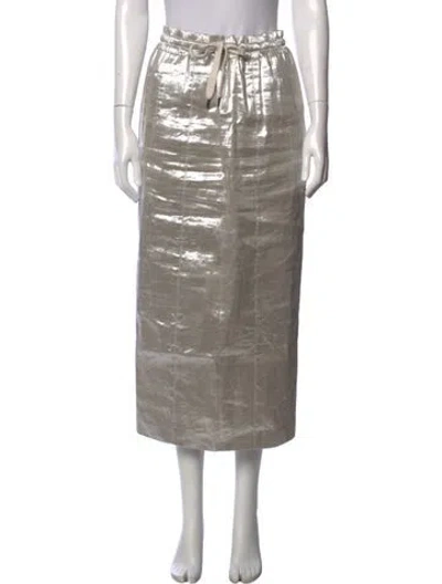 Pre-owned Brunello Cucinelli Linen Midi Length Skirt In Silver