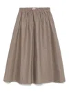 Brunello Cucinelli Linen Midi Skirt In Brown