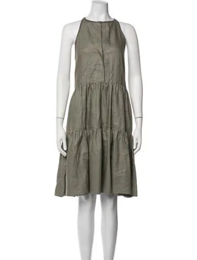 Pre-owned Brunello Cucinelli Linen Mini Dress In Green
