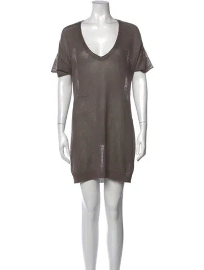 Pre-owned Brunello Cucinelli Linen Mini Dress In Grey