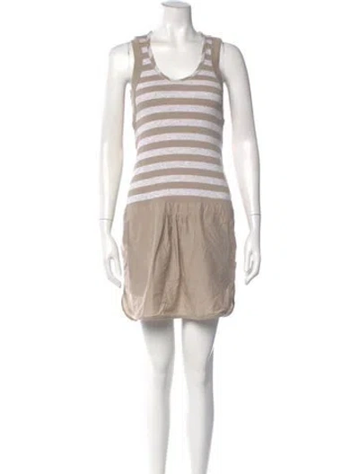 Pre-owned Brunello Cucinelli Linen Mini Dress In Neutral