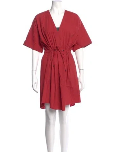 Pre-owned Brunello Cucinelli Linen Mini Dress In Red