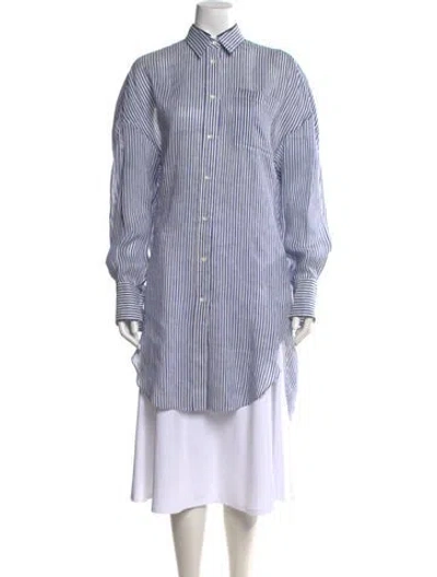 Pre-owned Brunello Cucinelli Linen Mini Dress W/ Tags In Blue