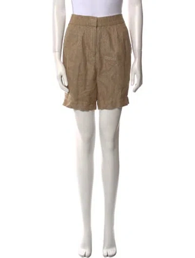 Pre-owned Brunello Cucinelli Linen Mini Shorts In Brown