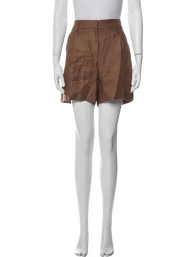 Pre-owned Brunello Cucinelli Linen Mini Shorts In Brown