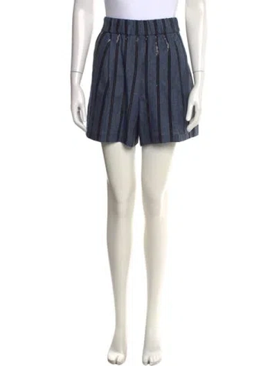 Pre-owned Brunello Cucinelli Linen Mini Shorts W/ Tags In Blue