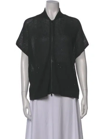 Pre-owned Brunello Cucinelli Linen Mock Neck Sweater In Gray