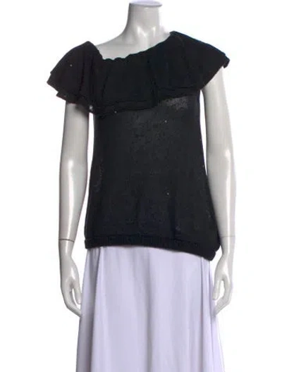 Pre-owned Brunello Cucinelli Linen Off-the-shoulder Sweater In Black