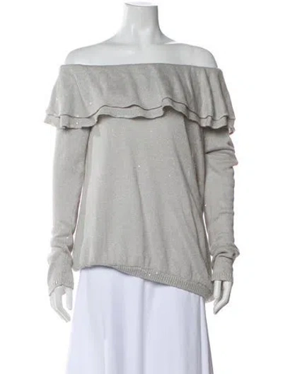 Pre-owned Brunello Cucinelli Linen Off-the-shoulder Sweater In Neutral